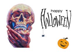 happy halloween card to download painting creeting card