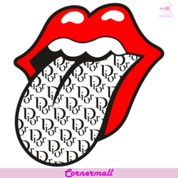 rolling lips dior pattern svg, trending svg, dior logo svg