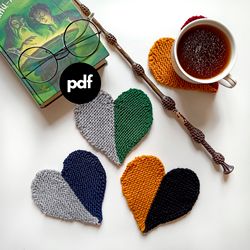 hogwarts heart mug coasters knitting pattern pdf