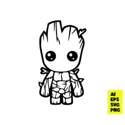 baby groot svg, groot outline svg, groot black svg, groot svg, marvel svg, disney svg, png digital file