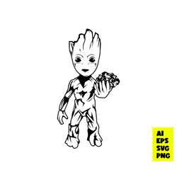 groot outline svg, baby groot svg, groot svg, marvel svg, disney svg, png digital file