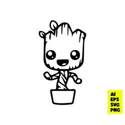 groot outline svg, baby groot svg, groot svg, i'm groot svg, marvel svg, disney svg, png digital file