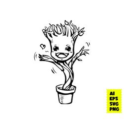 groot outline svg, baby groot svg, groot svg, i'm groot svg, marvel svg, disney svg, png digital file