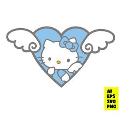 hello kitty svg, kawaii kitty svg, heart svg, kawaii svg, cute cat svg, cat svg, cartoon svg, png digital file