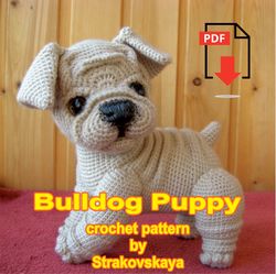 crochet pattern bulldog puppy amigurumi digital tutorial pdf