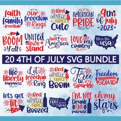 4th of july svg bundle - svg, png, dxf, eps, pdf files for print and cricut