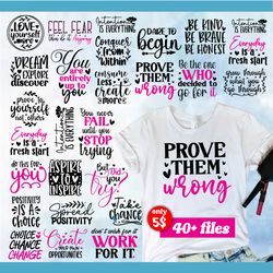 40 motivational svg bundle, positive quote, saying svg, png files, funny quotes cut files for cricut
