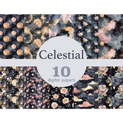 celestial star digital paper | galaxy pattern