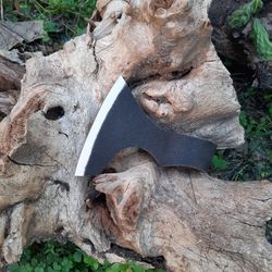 viking ragnar tomahawk axe head, hand made high carbon steel spike, mediaeval finish, gift for men, bearded axe head