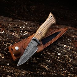 custom handmade damascus edc knife, bushcraft knife, hunting knife, viking knife, survival knife gift for men, birthday.