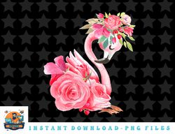 cute pink dreaming girl baby flamingo with flowers png, sublimation, digital download