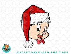 kids looney tunes christmas porky pig santa hat portrait png, sublimation, digital download