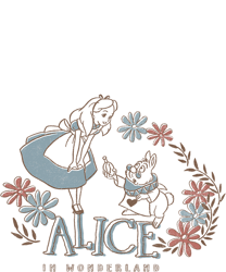 disney alice in wonderland alice and white rabbit floral  png, sublimation, digital download.pngdisney alice in wonderla