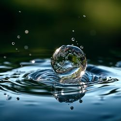 frozen in time: mesmerizing macro capture of a single water droplet's impact on a calm pool