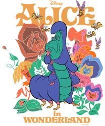 disney alice in wonderland caterpillar and flowers vintage  png, sublimation, digital download.pngdisney alice in wonder