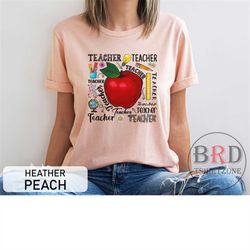 Teacher Shirt, Gift For Teacher, Teacher Appreciation Gift, Teacher Apple Shirt, Graphic Shirt For Teacher, Kinder Teach