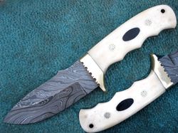 superior hunting knife , 9" damascus steel blade full tang outdoor hunting knife