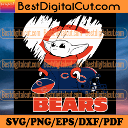 baby yoda love chicago bears svg, sport svg, baby