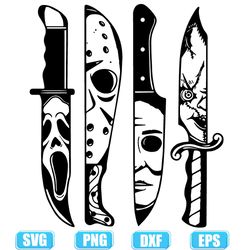 horror movie characters in knives svg