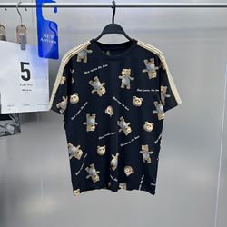 men's summer fashion print bear loose short sleeve top couple t-shirt