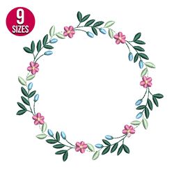 floral wreath embroidery design, machine embroidery pattern, instant download