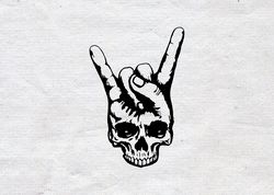 skull horn hands rock n roll heavy metal wall sticker vinyl decal mural art decor