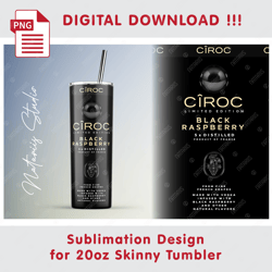 inspired ciroc black template - seamless sublimation pattern - 20oz skinny tumbler - full tumbler wrap