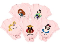 custom disney princess shirt, princess, cinderella, ariel, belle, rapunzel, jasm