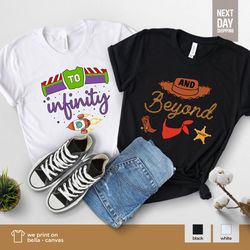 to infinity and beyond couple matching shirts - toy story family t-shirt, pixar disney vacation family & friends gifts