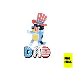 bandit dad 4th of july png, 4th of july png, bluey 4th of july png, bluey png, patriotic png digital file