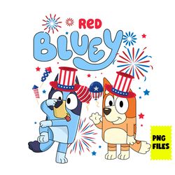red white bluey png, 4th of july png, bluey 4th of july png, bingo png, bluey png, patriotic png digital file