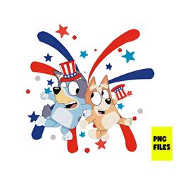 bluey and bingo 4th of july png, 4th of july png, bluey 4th of july png, bluey png, bluey patriot day png digital file
