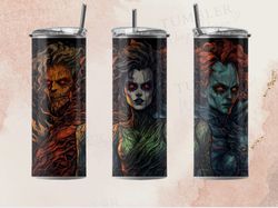 skinny horror tumbler, sublimation designs 20oz skinny tumbler, horror collage poster straight and tapered skinny tumble