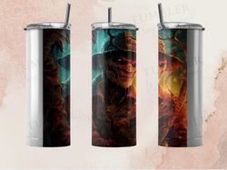 skinny horror tumbler, sublimation designs 20oz skinny tumbler, horror collage poster straight and tapered wrap tumbler