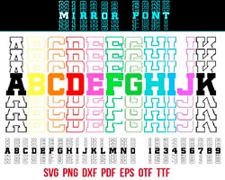 mirror font svg, stacked mirror alphabet svg, png