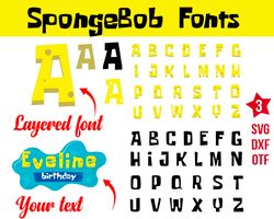 spongebob font svg, spongebob alphabet svg, spongebob letters svg, png