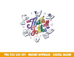 looney tunes that s all folks group faces rainbow text v2  png, sublimation