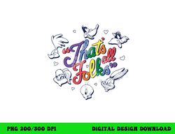 looney tunes that s all folks group faces rainbow text v2  png, sublimation