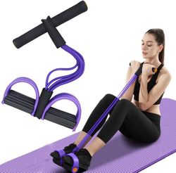 resistance tube for exercise with large anti-slip pedals, 4-tube elastic pull rope, fitness tube for (us customers)