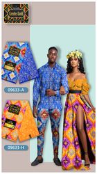 couples kente wear print clothing top and down -couples african wear-african traditional wear for couples