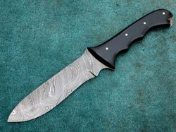 survival hunting knife , 12" custom hand made full tang damascus steel sole survival hunting knife