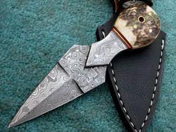 damascus dagger knife , 6" superior hand made damascus steel dagger boot knife