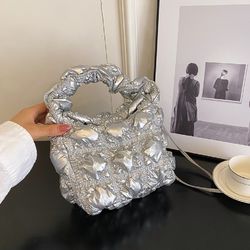 high-end silver mini dumpling hand bag shoulder bag