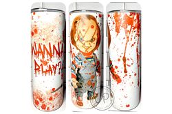 skinny horror tumbler, chucky doll 20oz skinny tumbler, do you wanna play horror halloween 30oz skinny tumbler