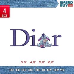 dior eeyore/ anime embroidery design/ anime design/ embroidery pattern/ design pes dst vp3  format