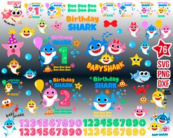 baby shark svg bundle, shark birthday svg, shark birthday png