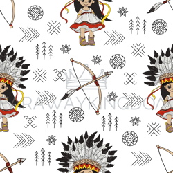 pocahontas arrow indians seamless pattern vector illustration