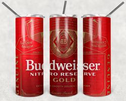 bud gold  20oz tumbler designs, alcohol label tumbler, tumbler wrap designs