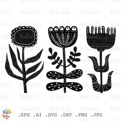 scandi flower svg, scandi flower cricut, scandi flower clipart, flower boho clipart png, flower stencil dxf