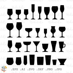 wine glasses svg, wine glasses silhouette, wine glasses cricut, wine glasses stencil, wine glasses template dxf